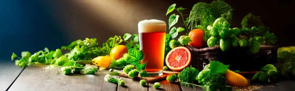 American IPA com lúpulos mais evidentes: florais, frutados, resinosos.